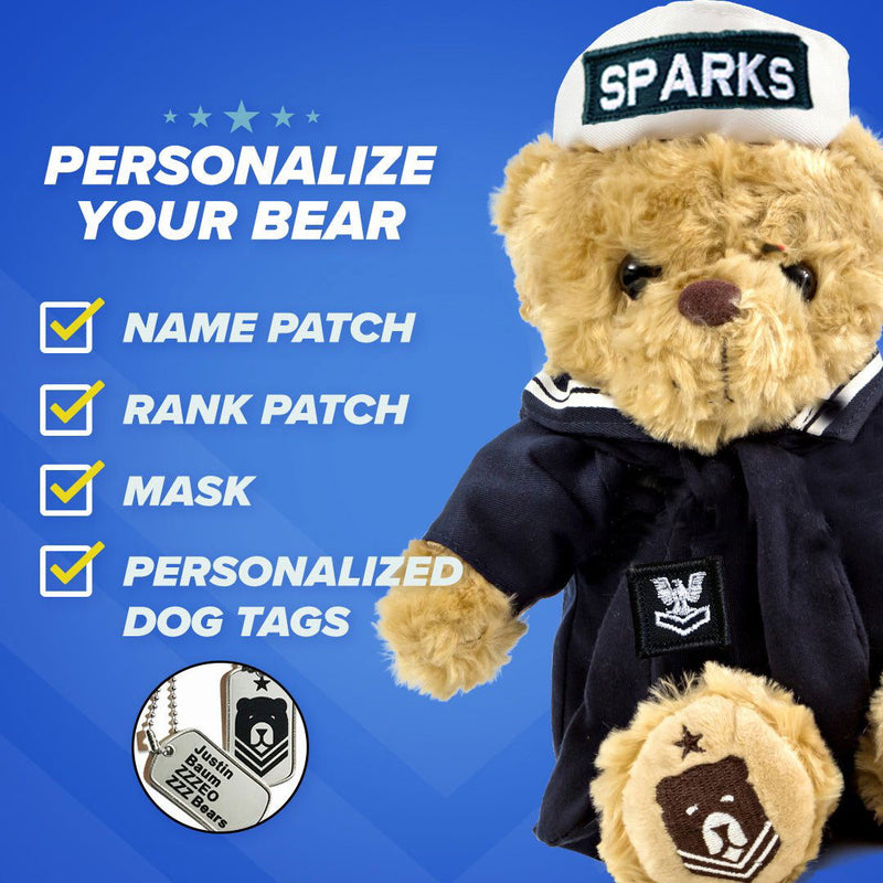 Sailor Sleeptight - Navy Teddy Bear with Storybook & Sleep System - ZZZ BEARS - 