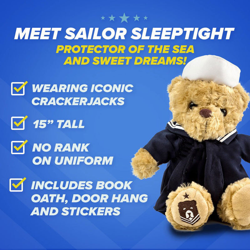 Sailor Sleeptight - Navy Teddy Bear with Storybook & Sleep System - ZZZ BEARS - 