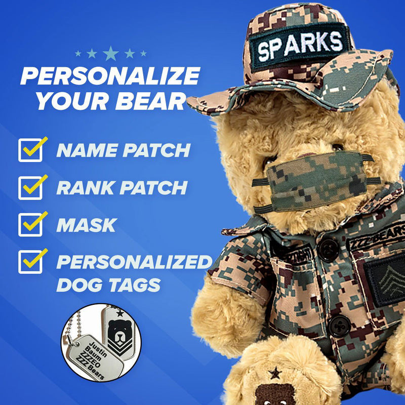 Sgt. Sleeptight - Marine Camouflage Teddy Bear with Storybook & Sleep System - ZZZ BEARS - 